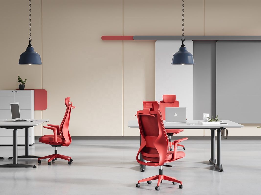 Enhance Your Workspace High Back Executive Red Mesh Office Chair with Lumbar Support