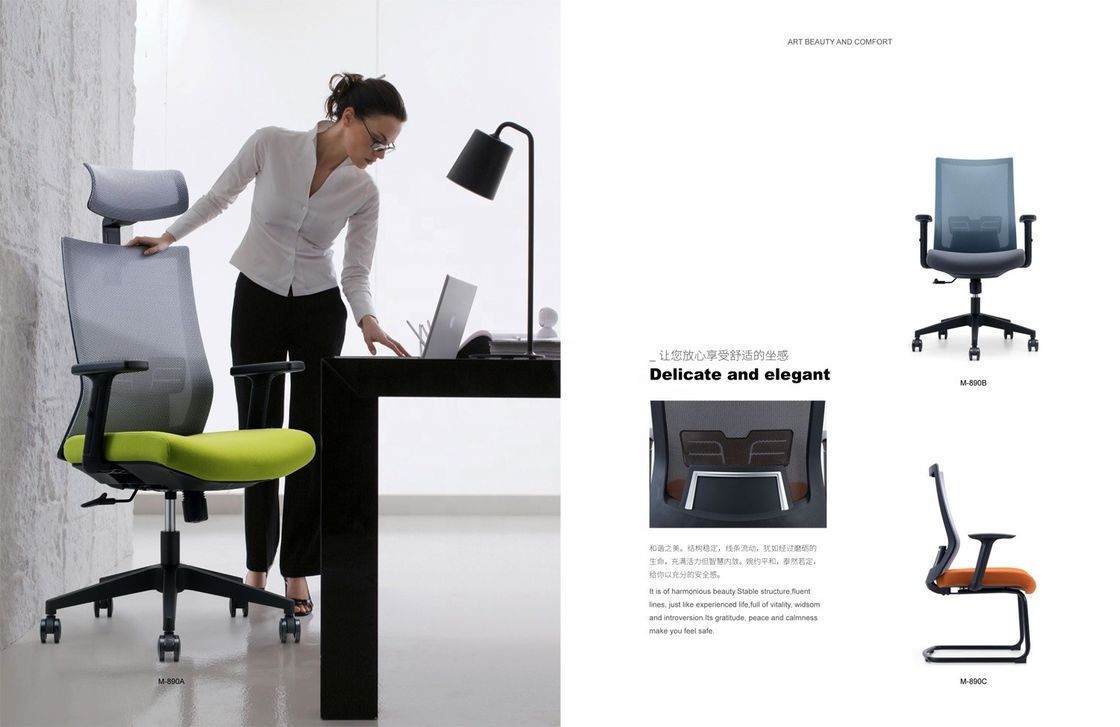 Adjustable Armrest and Headrest Office Mesh Chair for Modern High Back Ergonomic Design