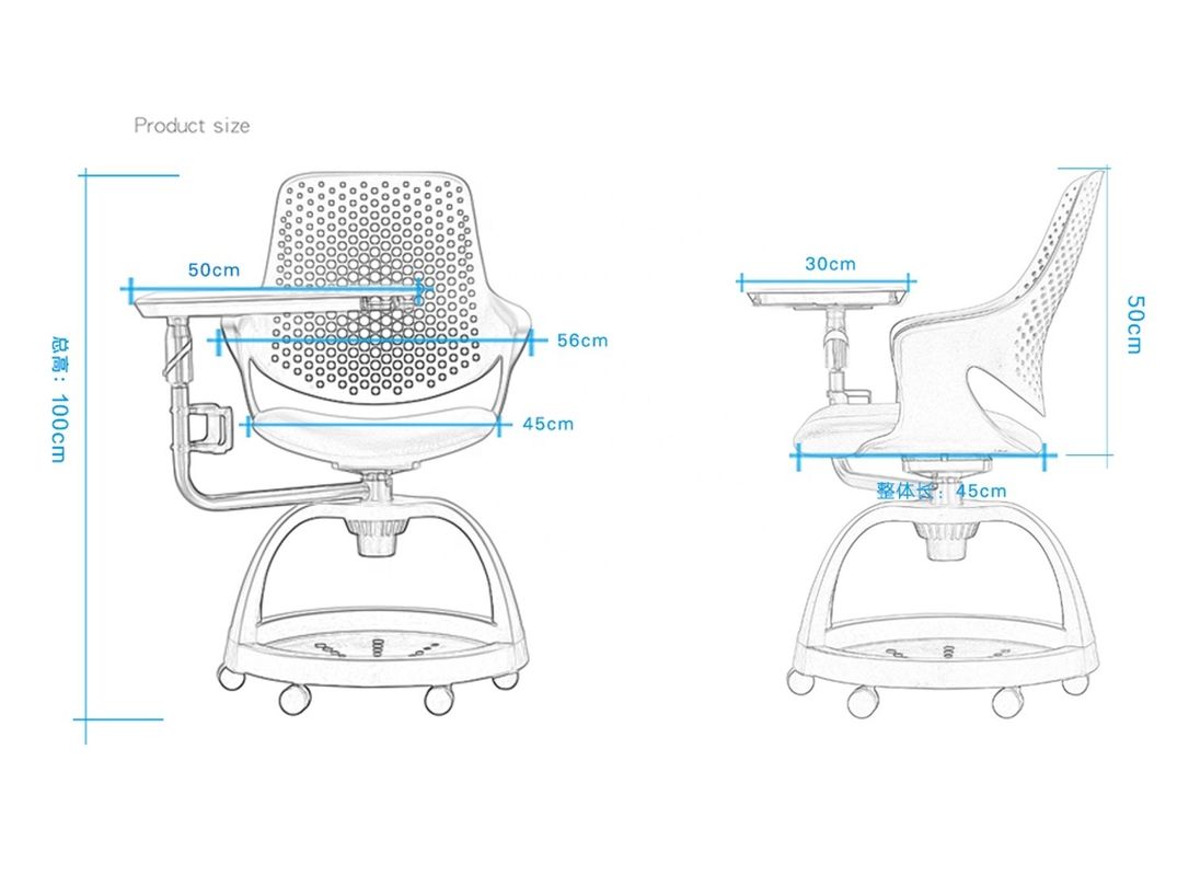 Fine Workmanship Plastic Student Chair With Tablet Office Executive Chair 620*950*940MM