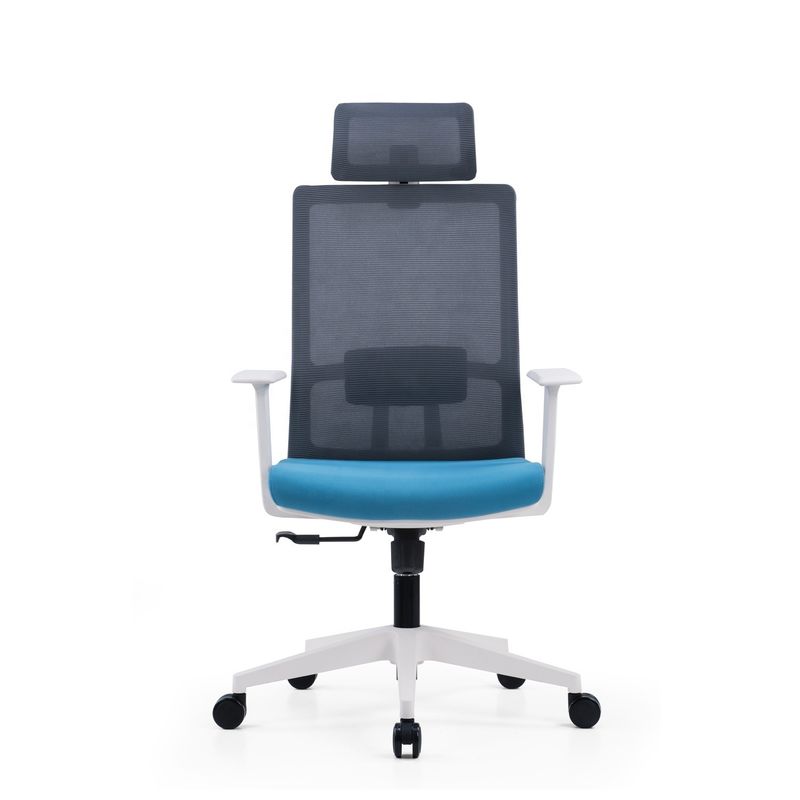 Office Desk Swivel Fabric White Manager Chair with Mesh Backrest 580*640*1150-1250mm