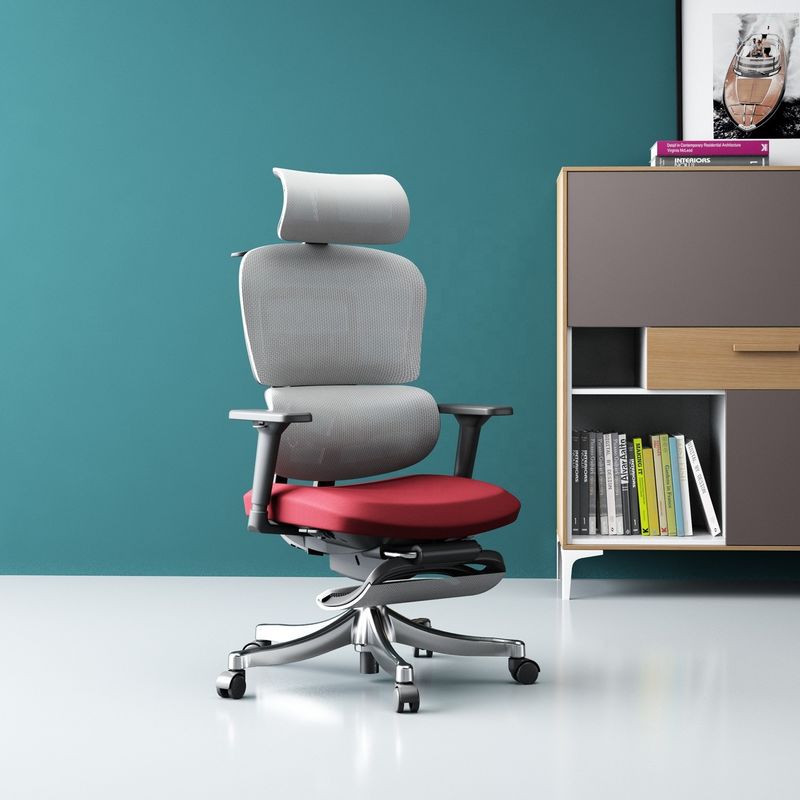 Work in Style Ergonomic Mesh Chair with Adjustable Footrest and Back Support in Black