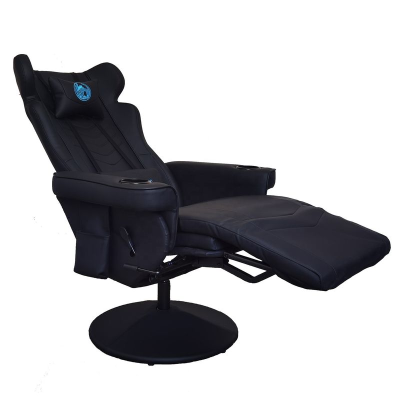Gaming Room Must-Have All Black Luxury Gaming Chair with Cup Holder and Bluetooth Speakers