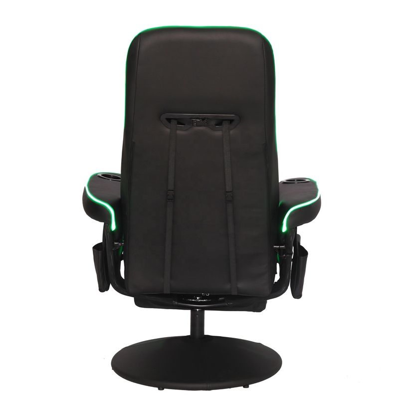 Luxury Black/Blue Racing Style Gaming Sofa with Cup Holder LED Lighting and Footrest