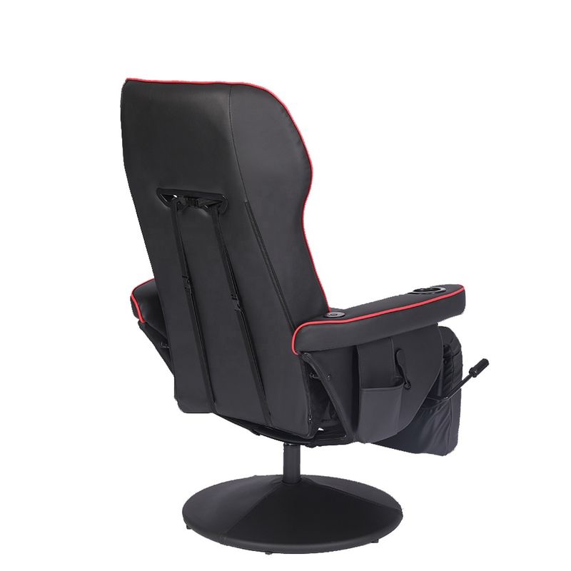 Office/Home Gaming Chair with Cup Holder and Footrest in White Racing Style Leather